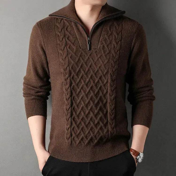 Men's Winter Fashion Half Zip Slim fit Knitted Woolen Pullover Sweater - www.Shopthatapp.com #