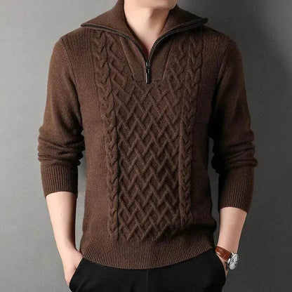 Men's Winter Fashion Half Zip Slim fit Knitted Woolen Pullover Sweater - www.Shopthatapp.com #