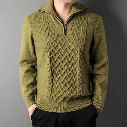 Men's Winter Fashion Half Zip Slim fit Knitted Woolen Pullover Sweater - www.Shopthatapp.com #