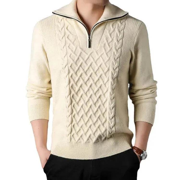 Men's Winter Fashion Half Zip Slim fit Knitted Woolen Pullover Sweater - www.Shopthatapp.com #