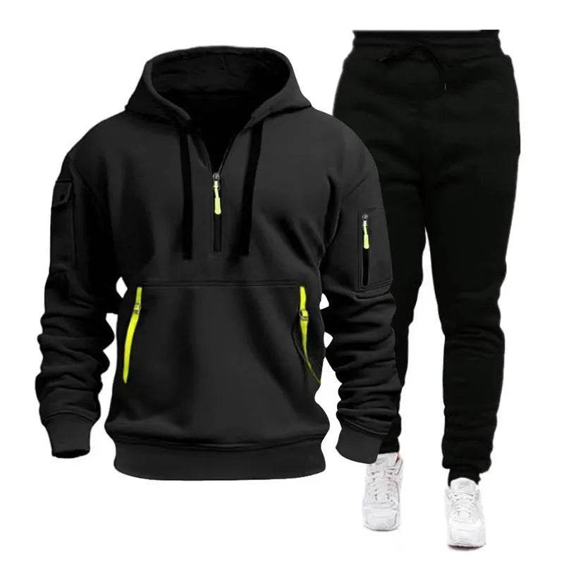 Men's pocket Half Zipper Hoodie Sweatshirt Pullover Sportswear - www.Shopthatapp.com #