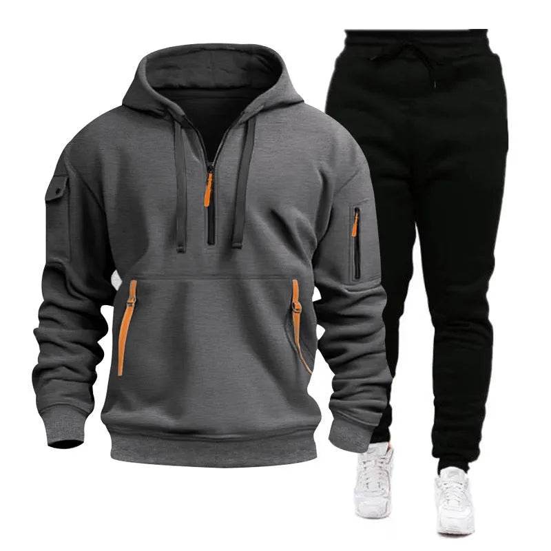 Men's pocket Half Zipper Hoodie Sweatshirt Pullover Sportswear - www.Shopthatapp.com #