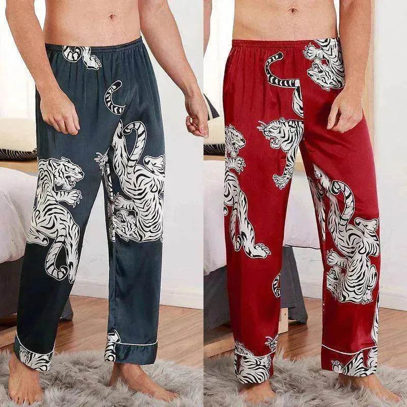 Men sleepwear Bottoms Silk Pajamas Print Long Sleep Pants - www.Shopthatapp.com