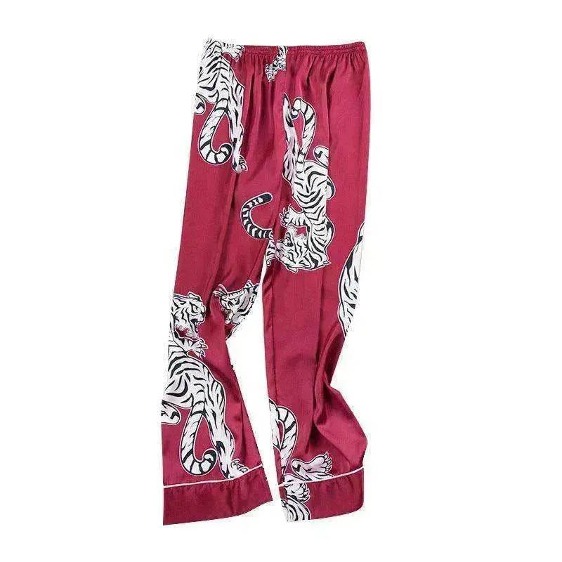 Men sleepwear Bottoms Silk Pajamas Print Long Sleep Pants - www.Shopthatapp.com