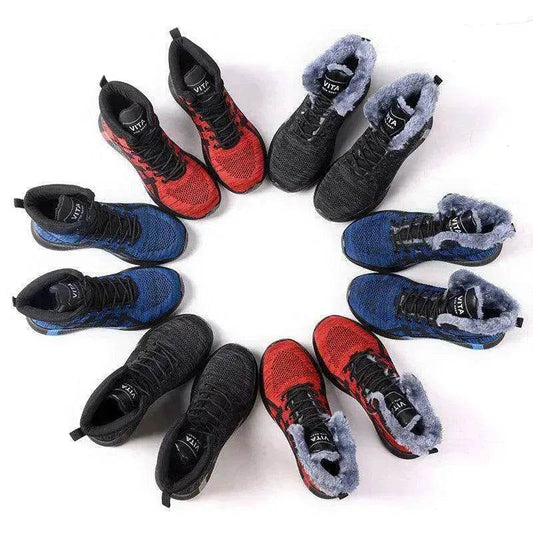 Men's Anti Smash Anti Puncture Work Warm Thickened Lace-up Safety Shoes - www.Shopthatapp.com