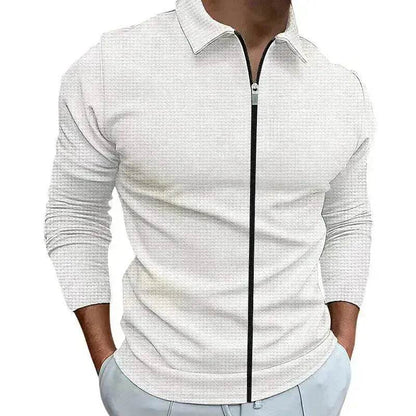 Men's Clothing Waffle Style Zipped Lapel Jacket Outdoor Sports Tops - www.Shopthatapp.com