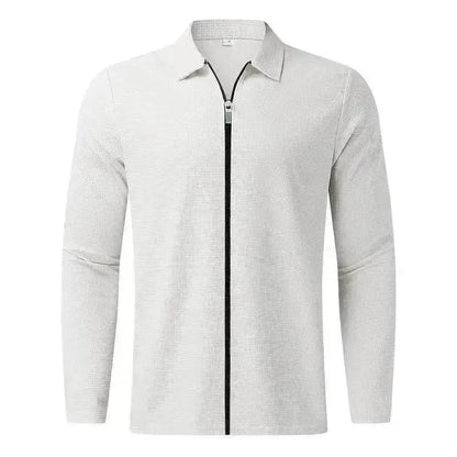 Men's Clothing Waffle Style Zipped Lapel Jacket Outdoor Sports Tops - www.Shopthatapp.com