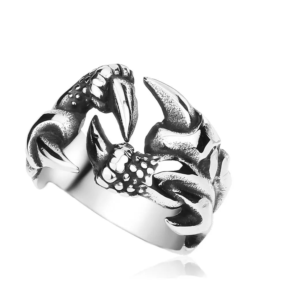 Men's Domineering Open Dragon Claw Ring Punk Chrome - Titanium Steel Dragon Claw Heart Party - www.Shopthatapp.com