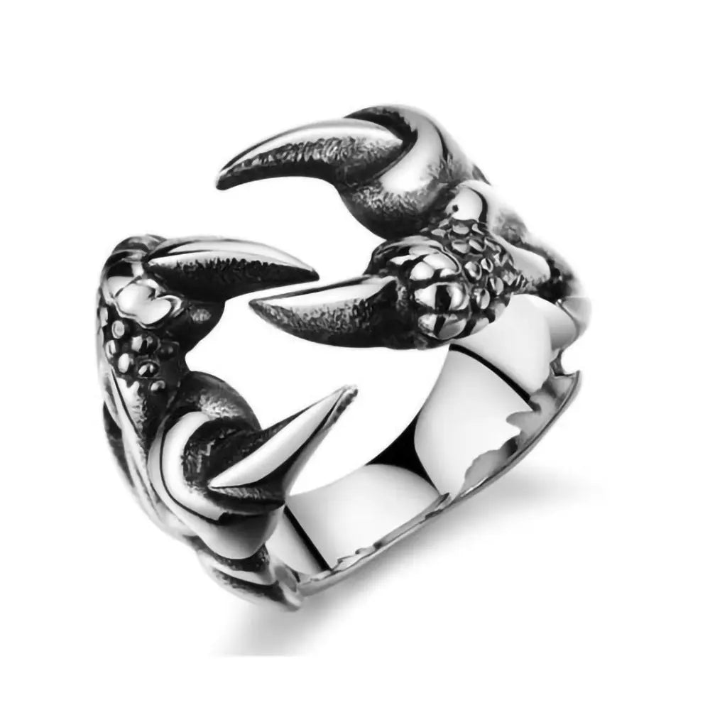 Men's Domineering Open Dragon Claw Ring Punk Chrome - Titanium Steel Dragon Claw Heart Party - www.Shopthatapp.com