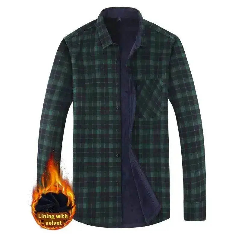 Men's Fashion Leisure Warm Plaid Shirt Coat - www.Shopthatapp.com