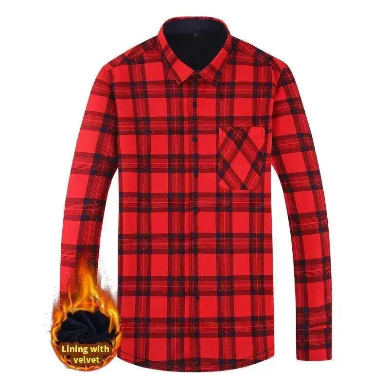 Men's Fashion Leisure Warm Plaid Shirt Coat - www.Shopthatapp.com