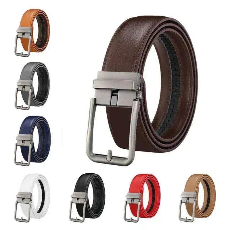 Men's Leather Belt Automatic Buckle Simple Hollow - www.Shopthatapp.com