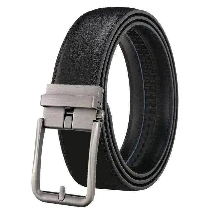 Men's Leather Belt Automatic Buckle Simple Hollow - www.Shopthatapp.com