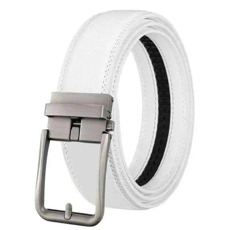 Men's Leather Belt Automatic Buckle Simple Hollow - www.Shopthatapp.com