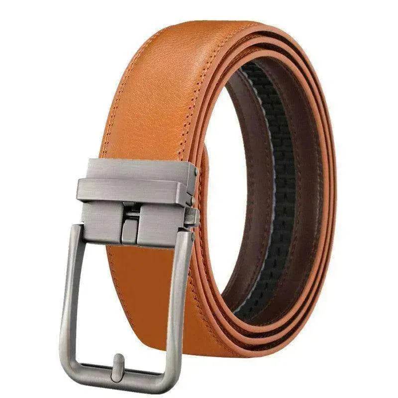 Men's Leather Belt Automatic Buckle Simple Hollow - www.Shopthatapp.com