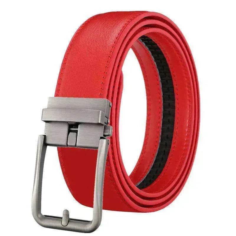 Men's Leather Belt Automatic Buckle Simple Hollow - www.Shopthatapp.com
