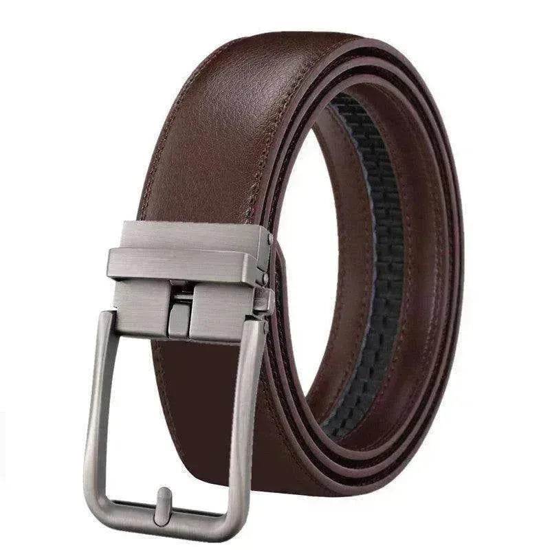 Men's Leather Belt Automatic Buckle Simple Hollow - www.Shopthatapp.com