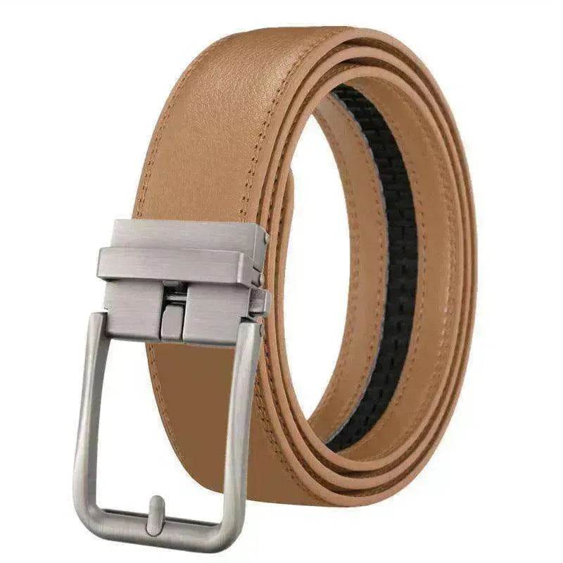 Men's Leather Belt Automatic Buckle Simple Hollow - www.Shopthatapp.com