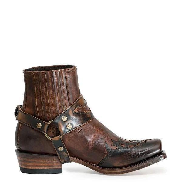 Men's Riding Boots With Low Heel Pointed Burnt Lace - www.Shopthatapp.com