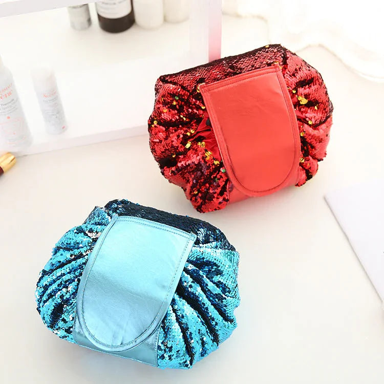 Mermaid Sequins design Cosmetic Bag Drawstring Makeup Case Women Travel Make Up Organizer Storage Pouch Toiletry Wash Kit - www.Shopthatapp.com