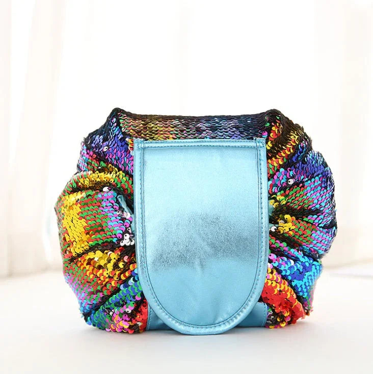 Mermaid Sequins design Cosmetic Bag Drawstring Makeup Case Women Travel Make Up Organizer Storage Pouch Toiletry Wash Kit - www.Shopthatapp.com