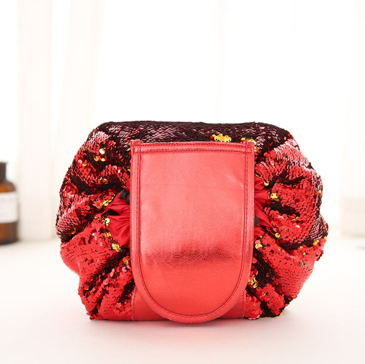 Mermaid Sequins design Cosmetic Bag Drawstring Makeup Case Women Travel Make Up Organizer Storage Pouch Toiletry Wash Kit - www.Shopthatapp.com