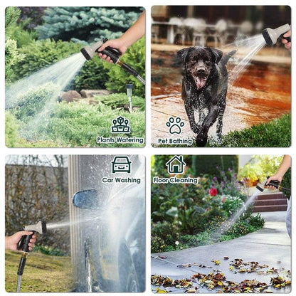 Metal Garden Hose, 100ft Stainless Steel Flexible Water Hose With 10 Adjustable Patterns Spray Nozzle, Heavy Duty Water Pipe , Kink Free , 2 Nozzles - www.Shopthatapp.com #
