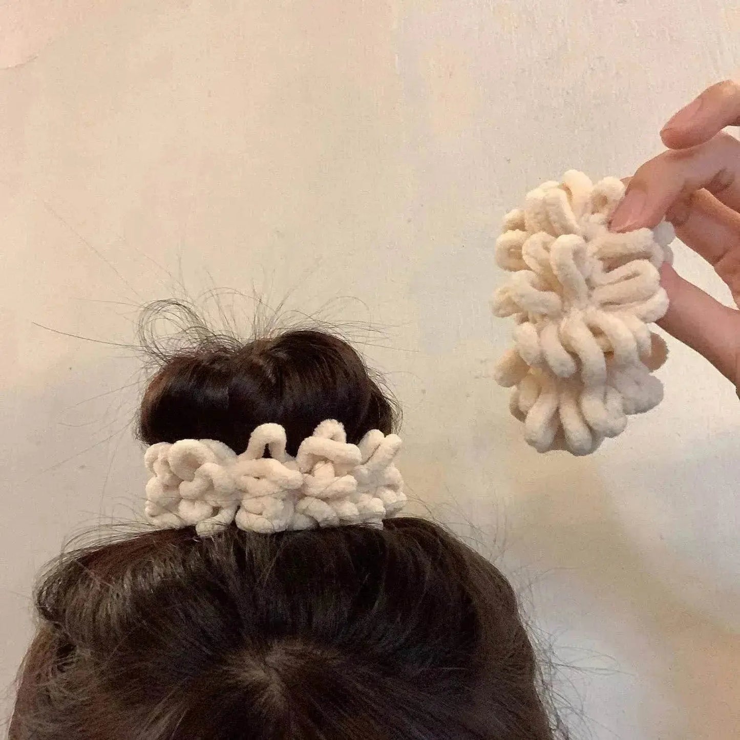 Milk Coffee Plush Headdress High Ponytail Cloth Hair Accessories