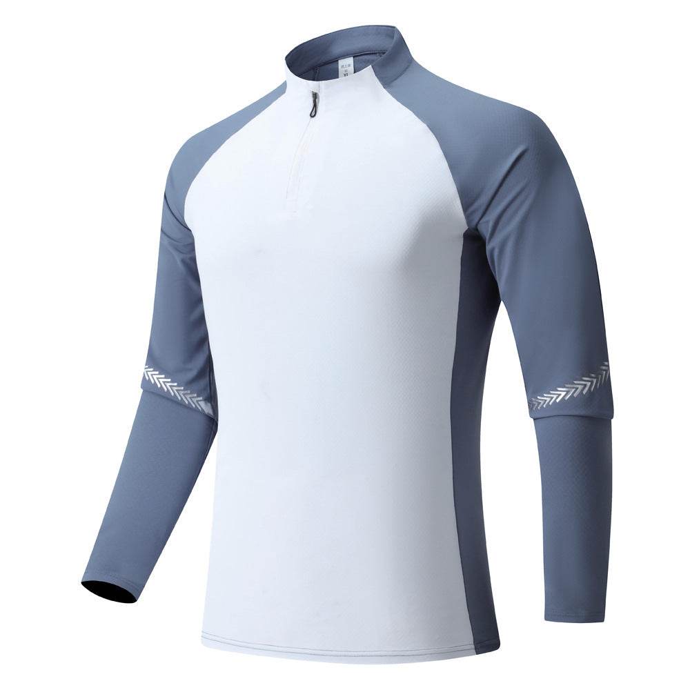 Mock Neck Half Zip  Workout top for Men Long Sleeve exercise top - www.Shopthatapp.com #