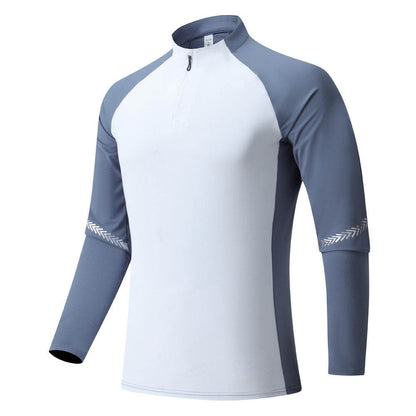 Mock Neck Half Zip  Workout top for Men Long Sleeve exercise top - www.Shopthatapp.com #