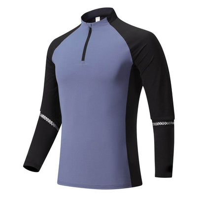 Mock Neck Half Zip  Workout top for Men Long Sleeve exercise top - www.Shopthatapp.com #