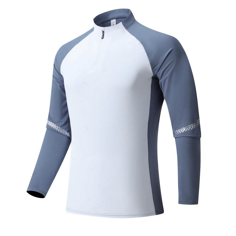 Mock Neck Half Zip  Workout top for Men Long Sleeve exercise top - www.Shopthatapp.com #
