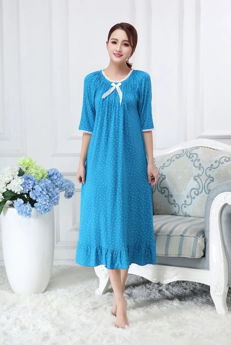 Modal Long Small Floral Pajamas For Women - www.Shopthatapp.com