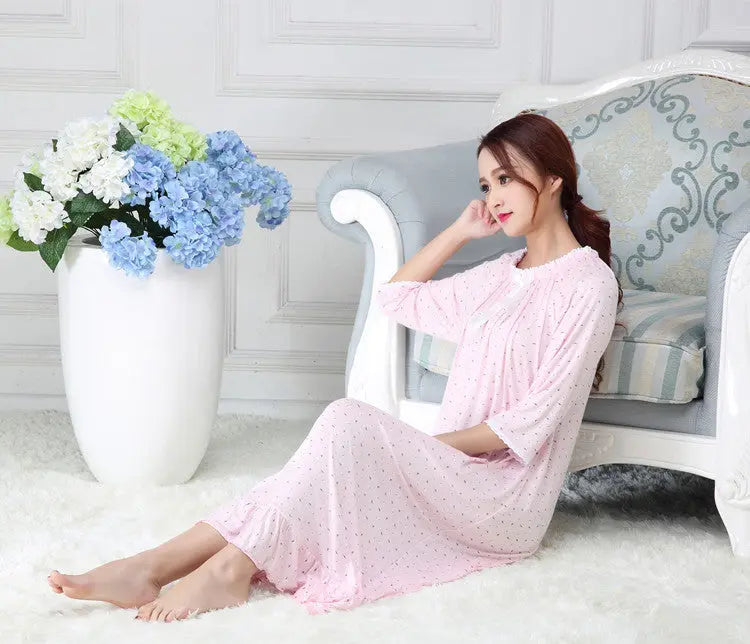 Modal Long Small Floral Pajamas For Women - www.Shopthatapp.com