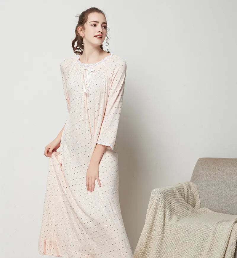 Modal Long Small Floral Pajamas For Women - www.Shopthatapp.com