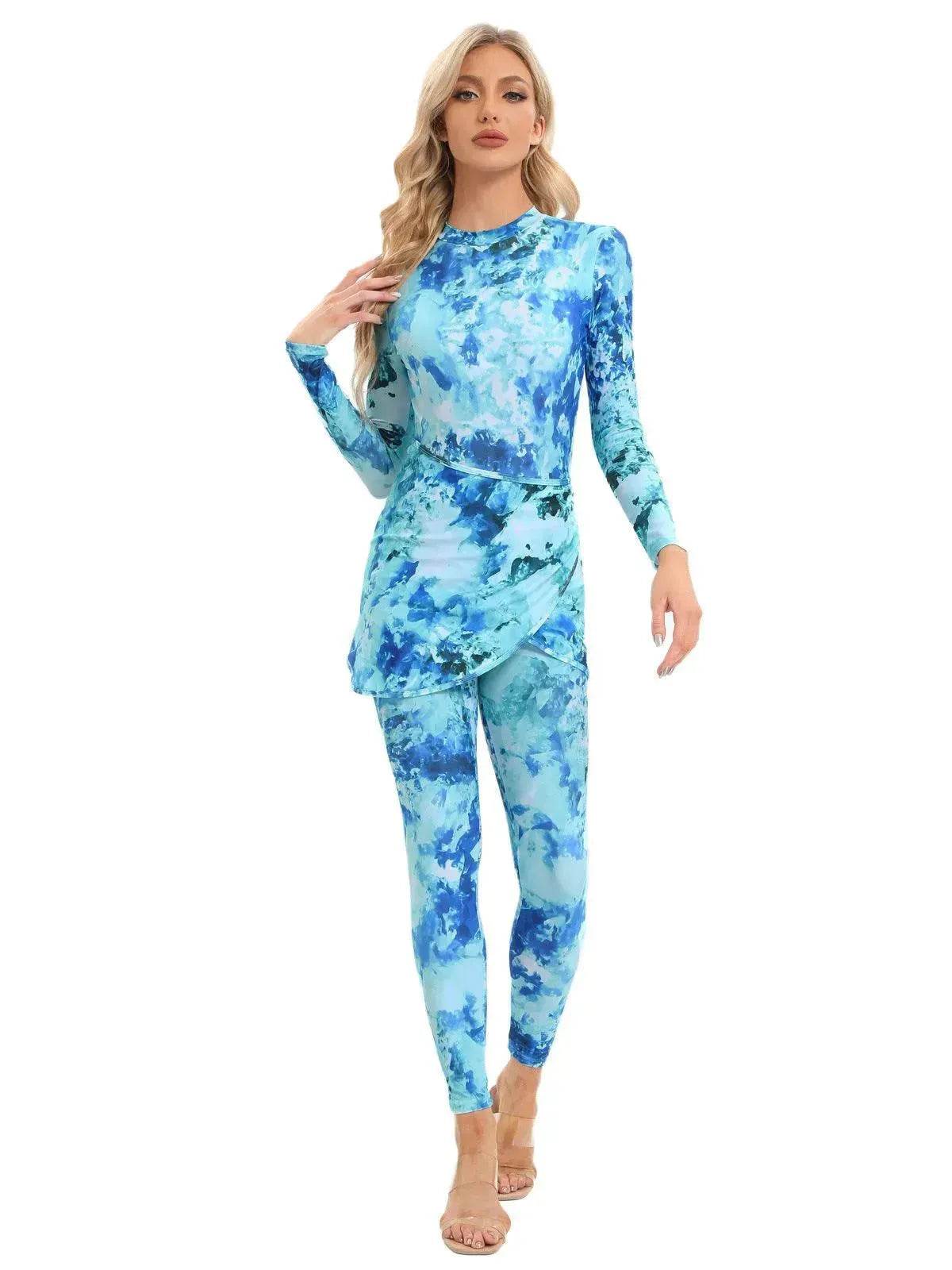 Modest 3 Piece Burkini Swimsuit Set long sleeve - www.Shopthatapp.com #
