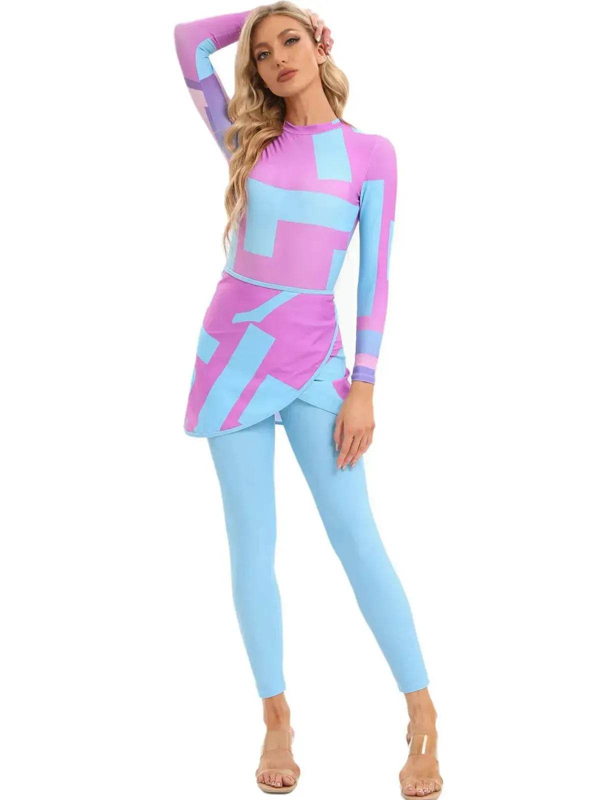 Modest 3 Piece Burkini Swimsuit Set long sleeve - www.Shopthatapp.com #