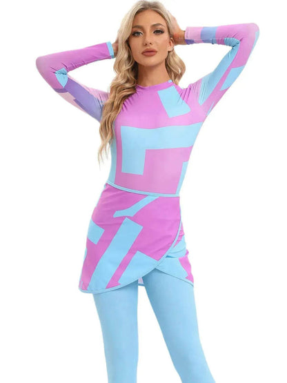 Modest 3 Piece Burkini Swimsuit Set long sleeve - www.Shopthatapp.com #
