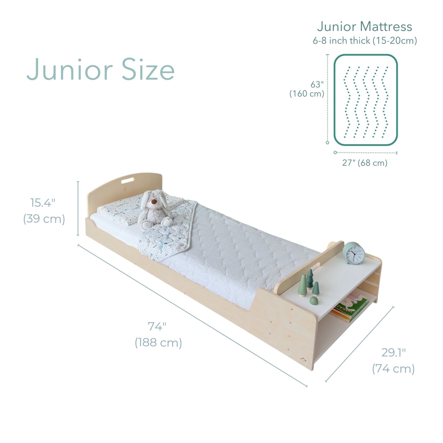 CHERRY JUNIOR - Montessori Floor Bed with Shelves - www.Shopthatapp.com