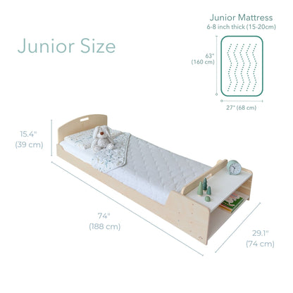 CHERRY JUNIOR - Montessori Floor Bed with Shelves - www.Shopthatapp.com