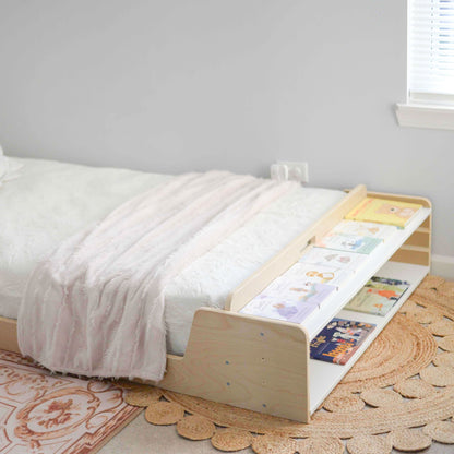 CHERRY TWIN - Montessori Floor Bed with Shelves - www.Shopthatapp.com