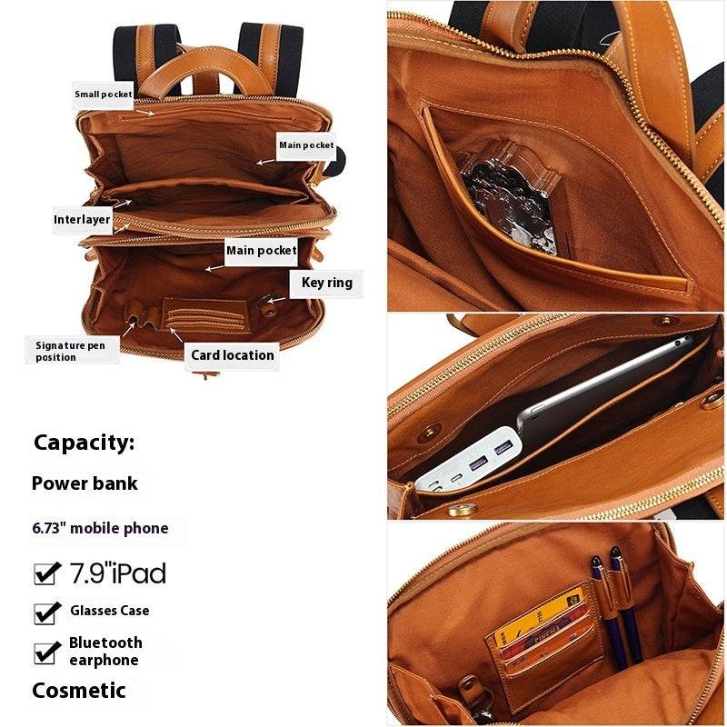 Multi-laminated Retro Genuine Leather Backpack - www.Shopthatapp.com #