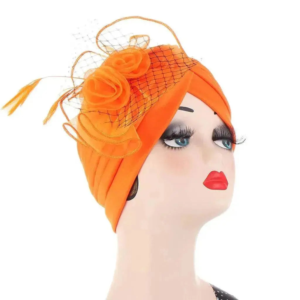 Multicolor Mesh Matching Feather Flower Arab  Hat - www.Shopthatapp.com #