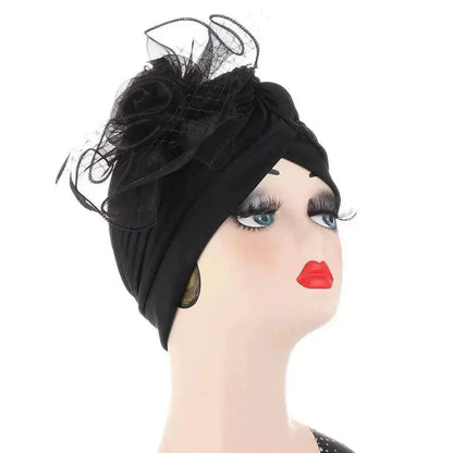 Multicolor Mesh Matching Feather Flower Arab  Hat - www.Shopthatapp.com #