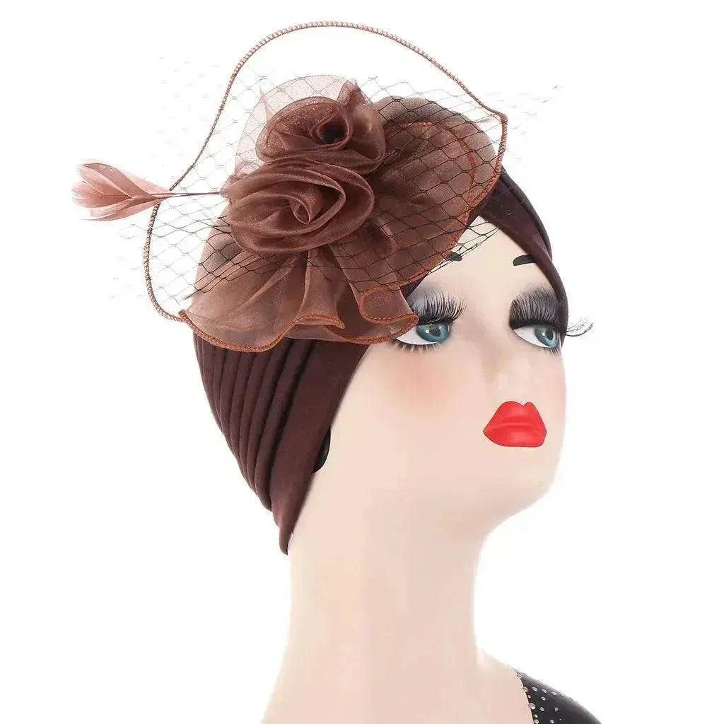 Multicolor Mesh Matching Feather Flower Arab  Hat - www.Shopthatapp.com #