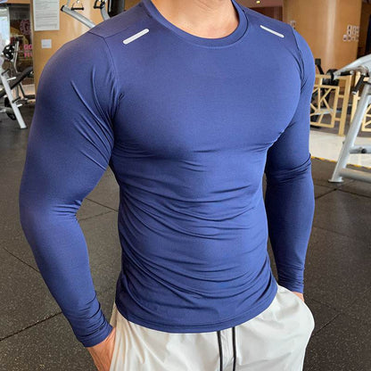 Muscle Fitted Elastic Long sleeve Running Workout Gym T-shirt for men - www.Shopthatapp.com #