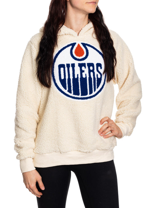 NHL Edmonton Oilers Ladies Sherpa Hoodie - www.Shopthatapp.com #