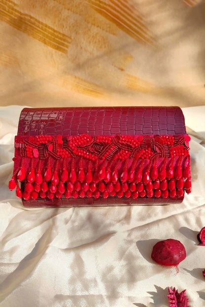 NOORIE RED HANDHELD CLUTCH-Handbags, purses, etc.-www.Shopthatapp.com-Clutch-It Handbags