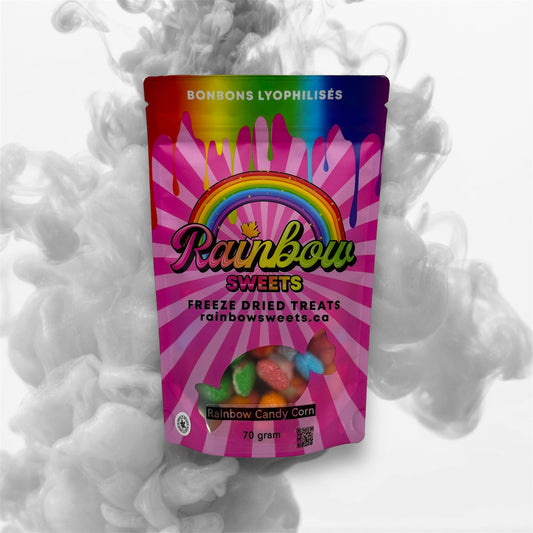 Bonbons au maïs arc-en-ciel lyophilisés