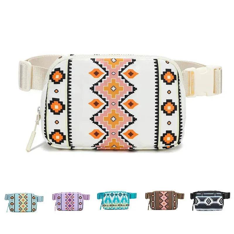 New Bohemian Print Waist Bag With Adjustable Shoulder Strap Fashion Casual Outdoor Running Crossbody Waist  Bag For Women - www.Shopthatapp.com #